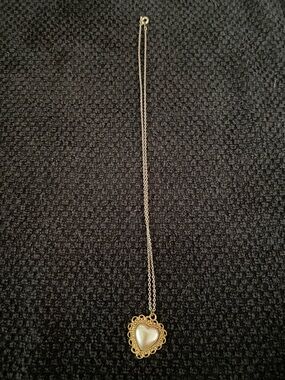 Gold-Tone Heart Pendant Necklace with Pearl Center - Women's Jewelry